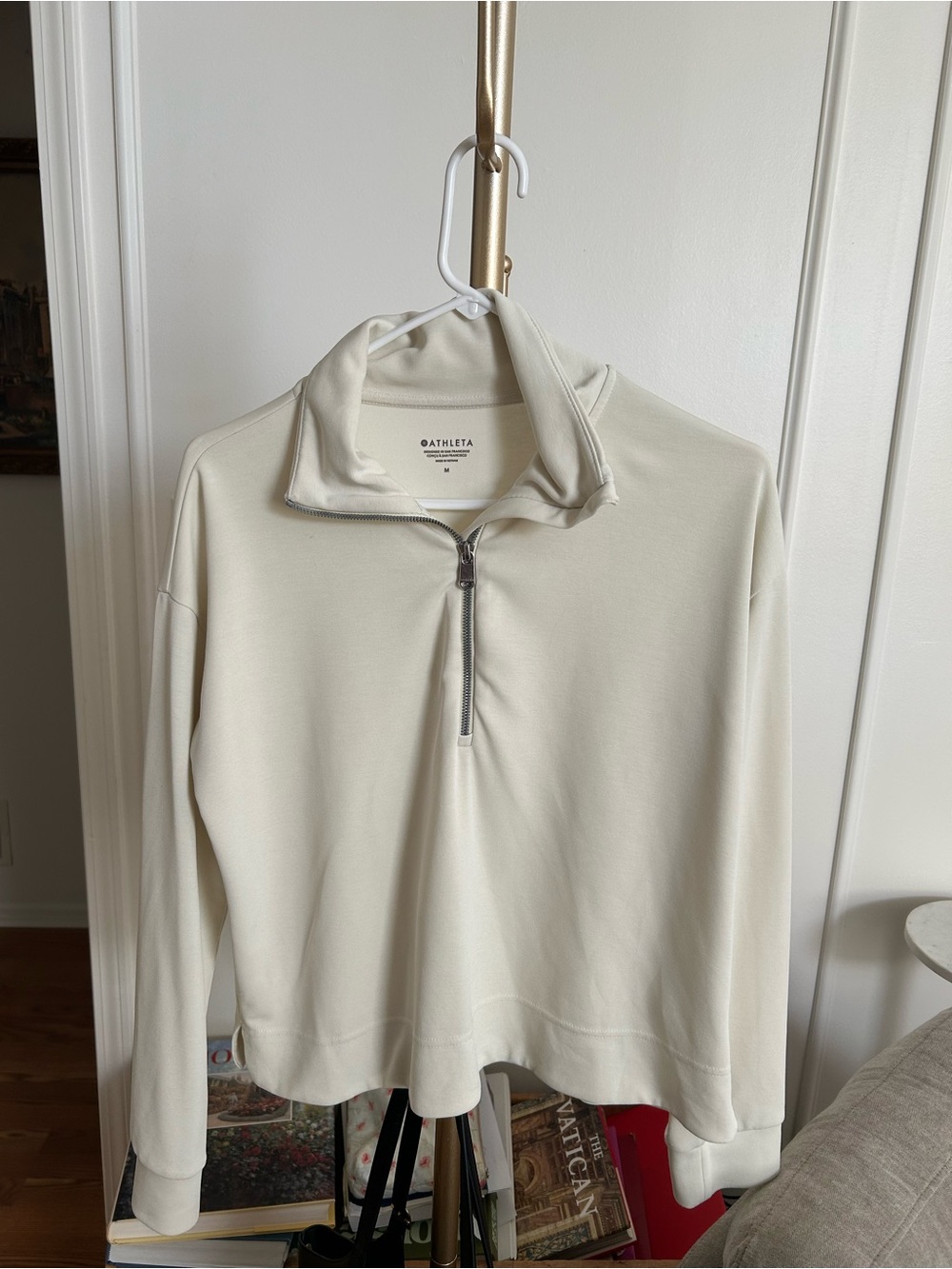 Athleta Seasoft 1/4 Zip Sweatshirt in light yellow